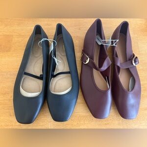 Old Navy Ballet Flats Mary Jane’s Black Burgundy Clove Womens 11 2 Pair Bundle